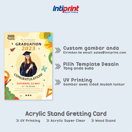 Custom Acrylic Greeting Card + Stand Kayu A6